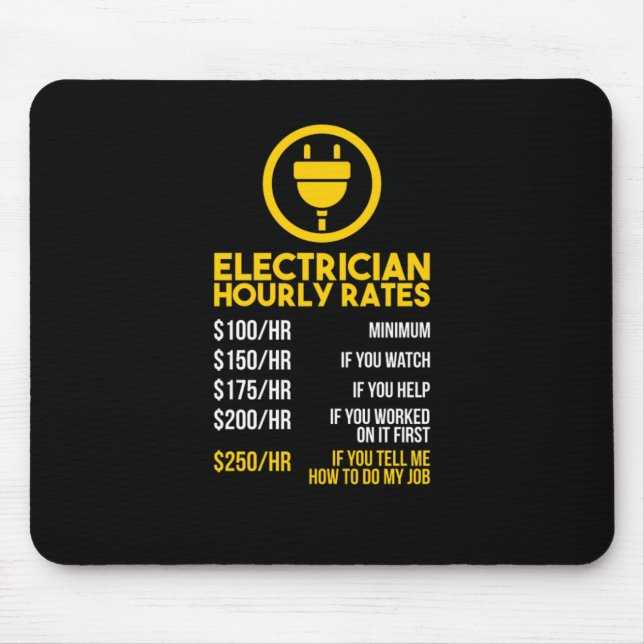 Funny Lineman Electrician Hourly Rates Mouse Pad (Front)
