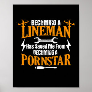 Funny Lineman Father Men Electric Cable Lineman Poster