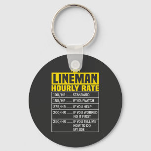 Funny Lineman Hourly Rate  Key Ring