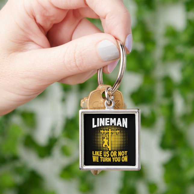 Funny Lineman Quote Electrician Wire Cable Key Ring (Hand)