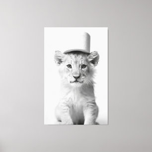 Funny Lion Cub Wearing Toilet Paper Animal Photo Canvas Print