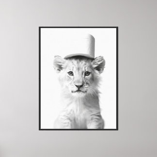 Funny Lion Cub Wearing Toilet Paper Hat Minimalist Canvas Print