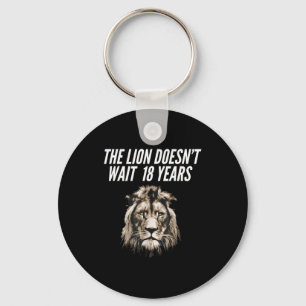 Funny Lion Meme The Lion Doesn't Wait 18 Years Gen Key Ring