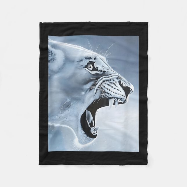 Funny Lion Monkey Meme Ragebait Meme Brainrot Gen  Fleece Blanket (Front)