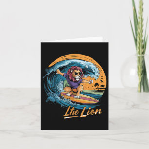 Funny Lion Surfing Lion Sport Surfer Animals Lover Card