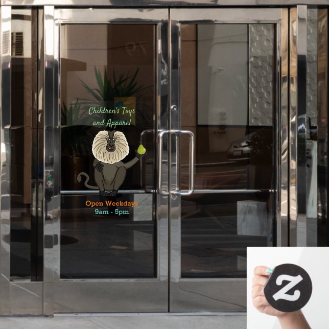 Funny lion tailed macaque monkey cartoon (Office Door)