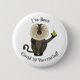 Funny lion tailed macaque monkey cartoon 6 cm round badge