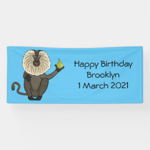 Funny lion tailed macaque monkey cartoon banner