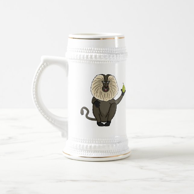 Funny lion tailed macaque monkey cartoon beer stein (Left)