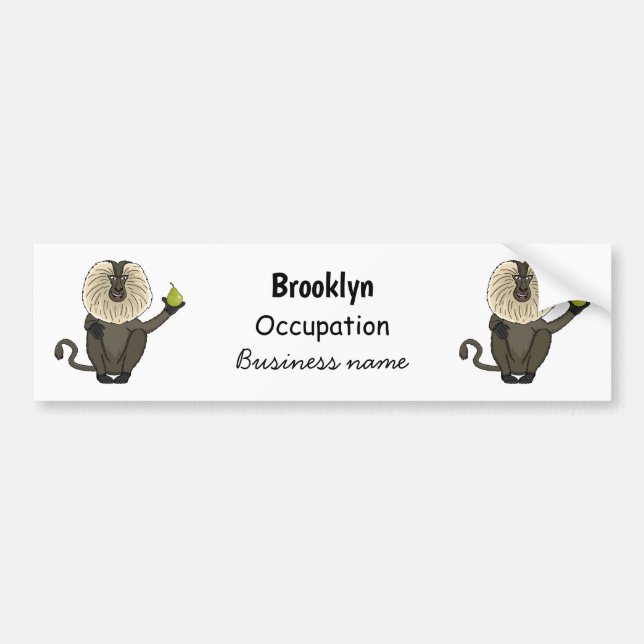 Funny lion tailed macaque monkey cartoon bumper sticker (Front)