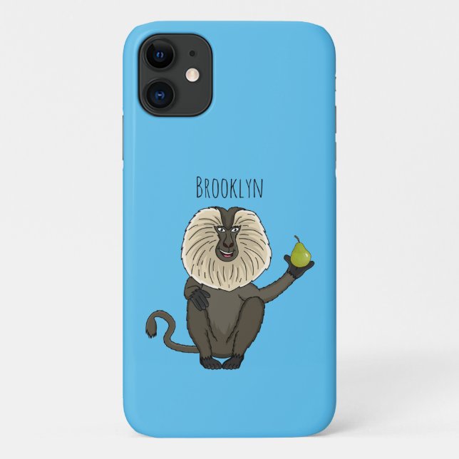Funny lion tailed macaque monkey cartoon Case-Mate iPhone case (Back)