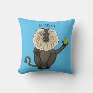Funny lion tailed macaque monkey cartoon cushion