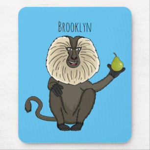 Funny lion tailed macaque monkey cartoon mouse pad