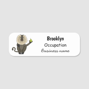 Funny lion tailed macaque monkey cartoon name tag