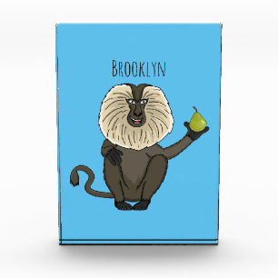 Funny lion tailed macaque monkey cartoon photo block