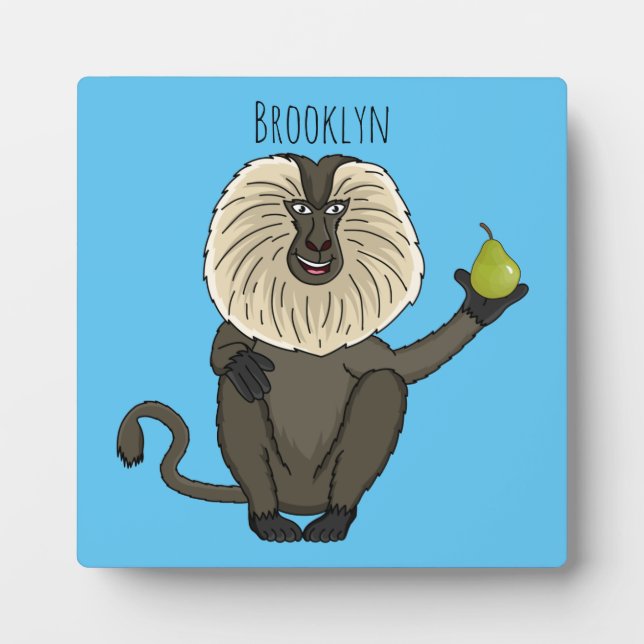 Funny lion tailed macaque monkey cartoon plaque (Front)