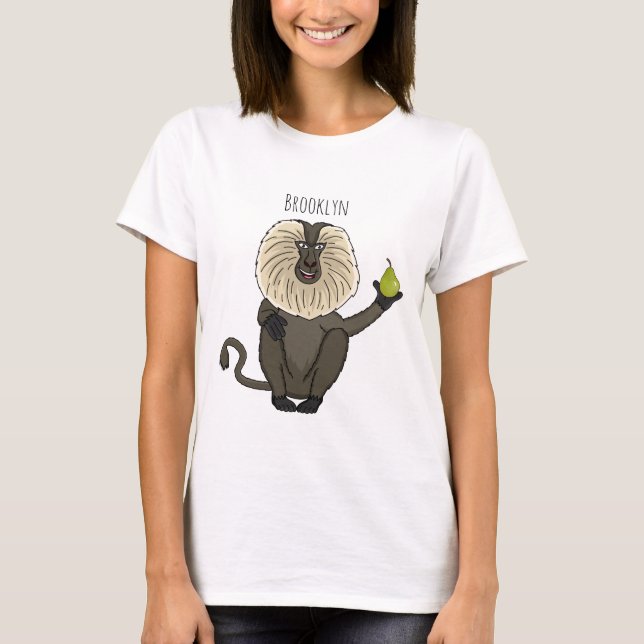 Funny lion tailed macaque monkey cartoon T-Shirt (Front)