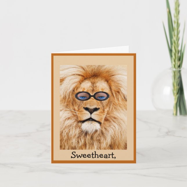 Funny Lion Valentine's Holiday Card (Front)