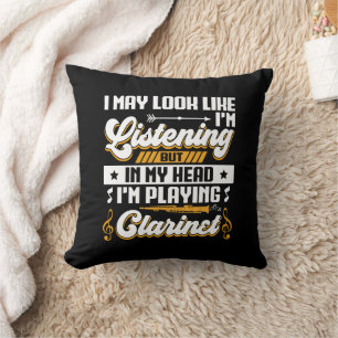 Funny Listening In My Head I'm Playing Clarinet Cushion