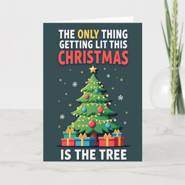 Funny Lit Christmas Tree Card (Front)