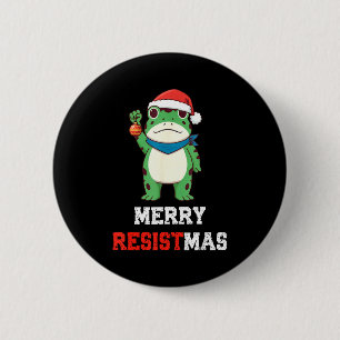 Funny Litical Frog Christmas Merry Resistmas 2025  6 Cm Round Badge