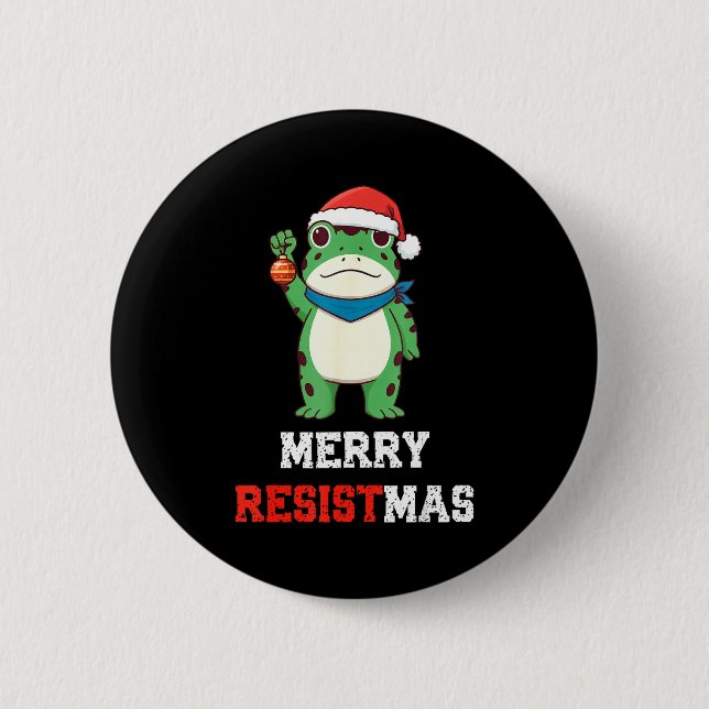 Funny Litical Frog Christmas Merry Resistmas 2025  6 Cm Round Badge (Front)