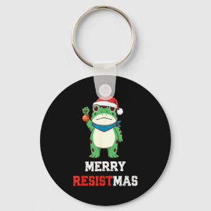 Funny Litical Frog Christmas Merry Resistmas 2025  Key Ring