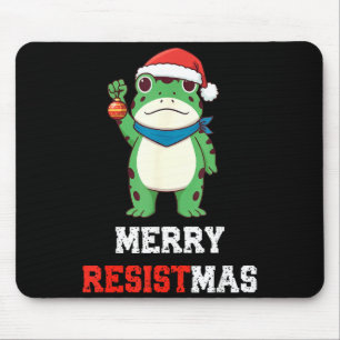 Funny Litical Frog Christmas Merry Resistmas 2025  Mouse Pad