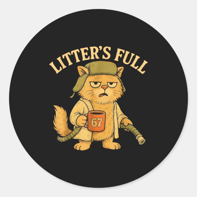 Funny Litter’s Full Cat Parody 67 Six Seven Meme  Classic Round Sticker (Front)