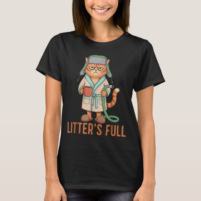 Funny Litter’s Full Cat Parody Cute Cat Lover Chri T-Shirt (Front)