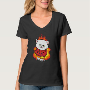 Funny Little Angry Kitten On Fire Cat Lovers T-Shirt