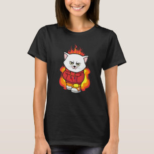 Funny Little Angry Kitten On Fire Cat Lovers T-Shirt