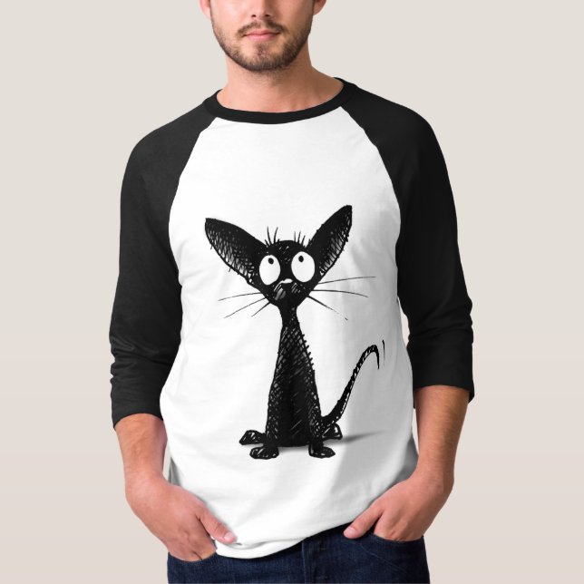 Funny Little Black Cat T-Shirt (Front)