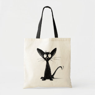 Funny Little Black Oriental Cat Tote Bag