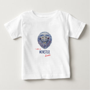 Funny Little Blue Monster Baby T-shirt