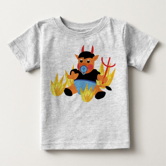 Funny Little Devil Baby T-Shirt - Cute Red  (Front)