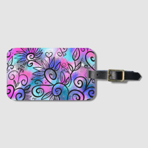 Funny little floral bird luggage tag