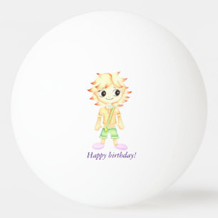 Funny little ginger boy ping pong ball