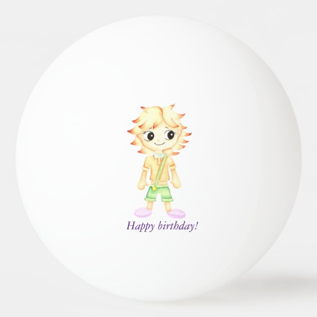 Funny little ginger boy ping pong ball (Front)
