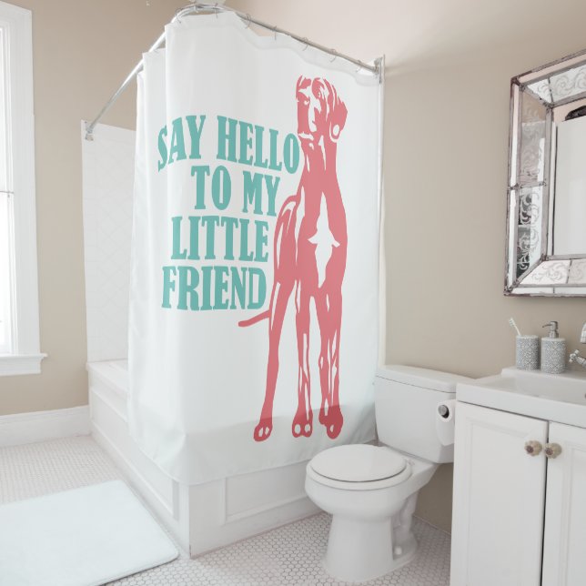 Funny Little Great Dane Shower Curtain (In Situ)