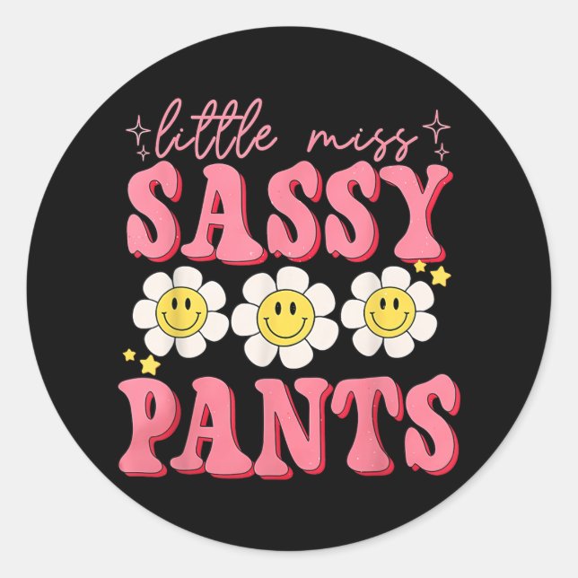 Funny Little Miss Sy Pants Back To School Girls  Classic Round Sticker (Front)