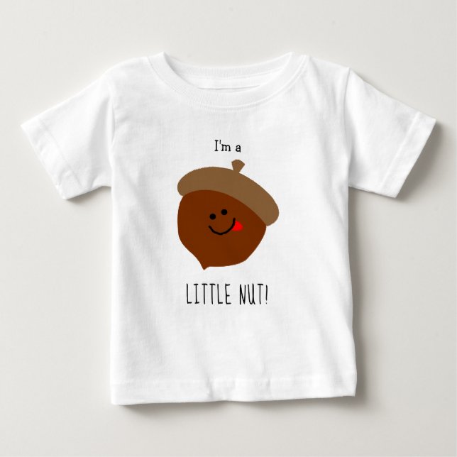 Funny Little Nut Cartoon Acorn Cute Baby T-Shirt (Front)