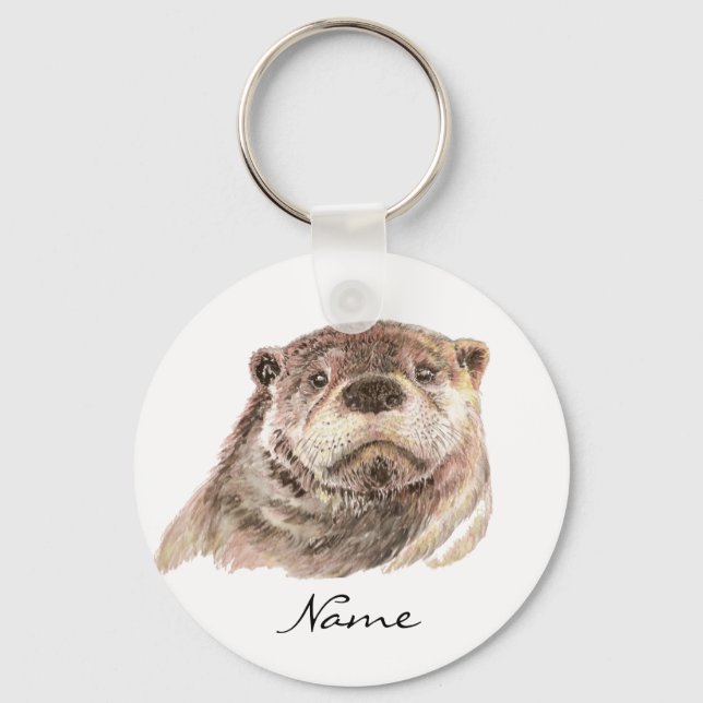 Funny Little Otter, Cute Animal Nature Key Ring (Front)