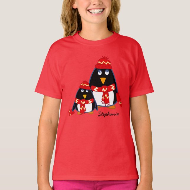 Funny Little Penguins Kids T-Shirt (Front)