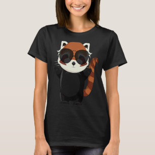 Funny little red panda bear with sunglasses T-Shirt