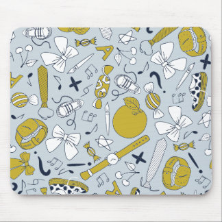 Funny Little School Things Scattered on  Mouse Pad
