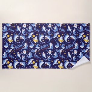 Funny Little Sharks Beach Towel