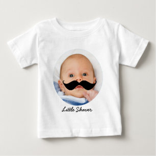 Funny Little Shaver Moustache with Photo of Son Baby T-Shirt