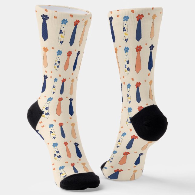 Funny Little Ties Pattern Socks (Angled)
