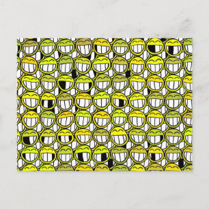 Funny Little Yellow Faces Pattern Postcard